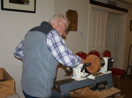 John working on the inside of his bowl